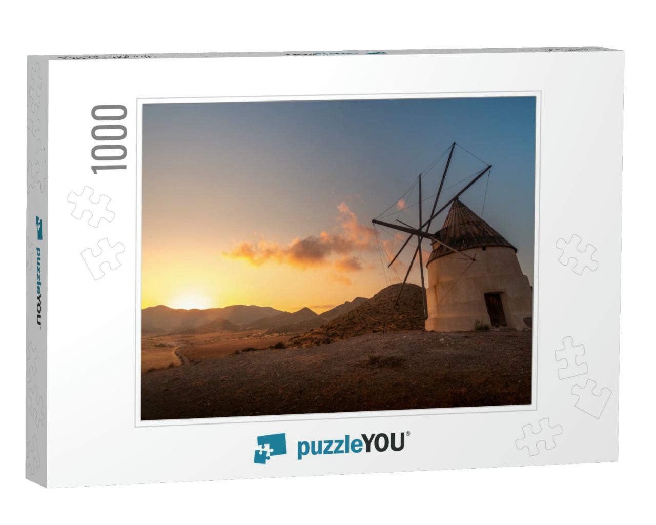 Impressive Windmill on the Beach of Los Genoveses At Suns... Jigsaw Puzzle with 1000 pieces