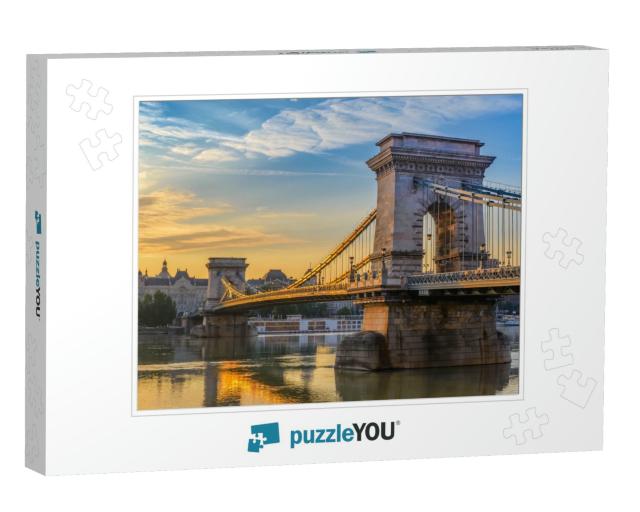Budapest Hungary, Sunrise City Skyline At Chain Bridge... Jigsaw Puzzle