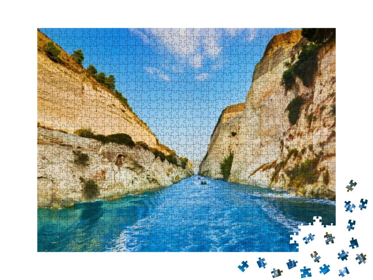 Corinth Channel in Greece - Travel Background... Jigsaw Puzzle with 1000 pieces