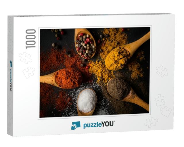 Variety of Spices on Kitchen Table... Jigsaw Puzzle with 1000 pieces