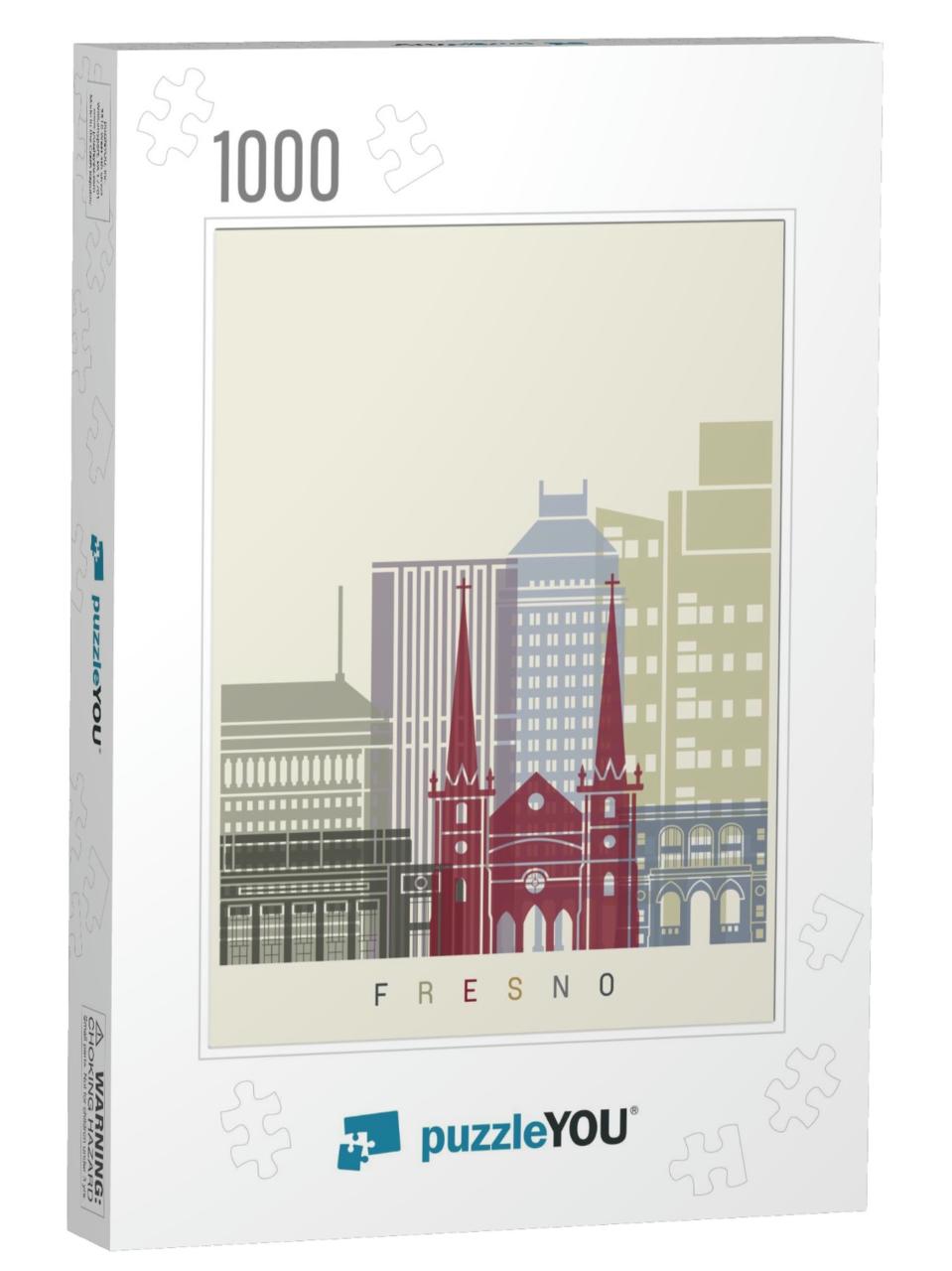 Fresno Skyline Poster in Editable Vector File... Jigsaw Puzzle with 1000 pieces