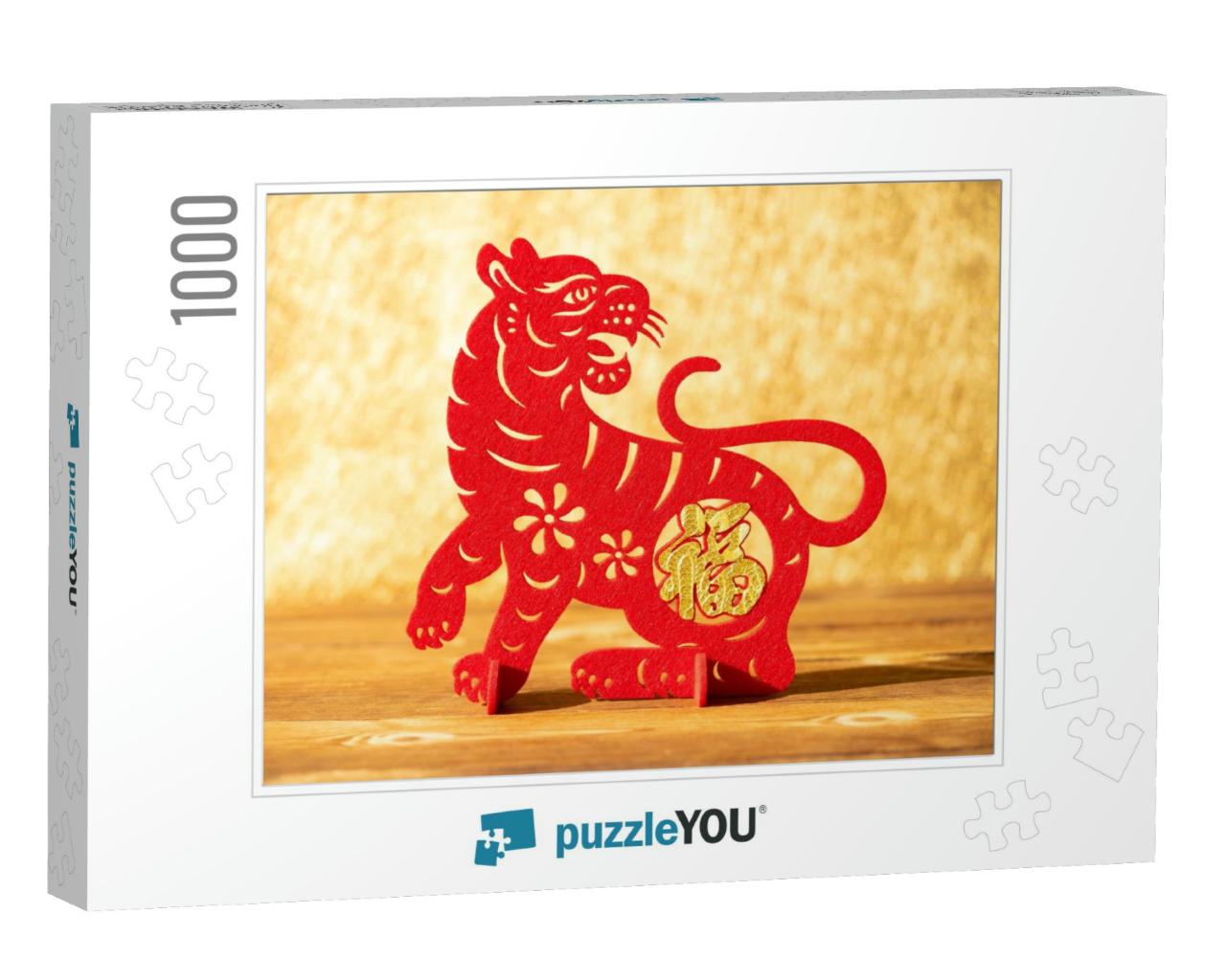 Chinese New Year of Tiger 2022 Mascot Paper Cut On... Jigsaw Puzzle with 1000 pieces