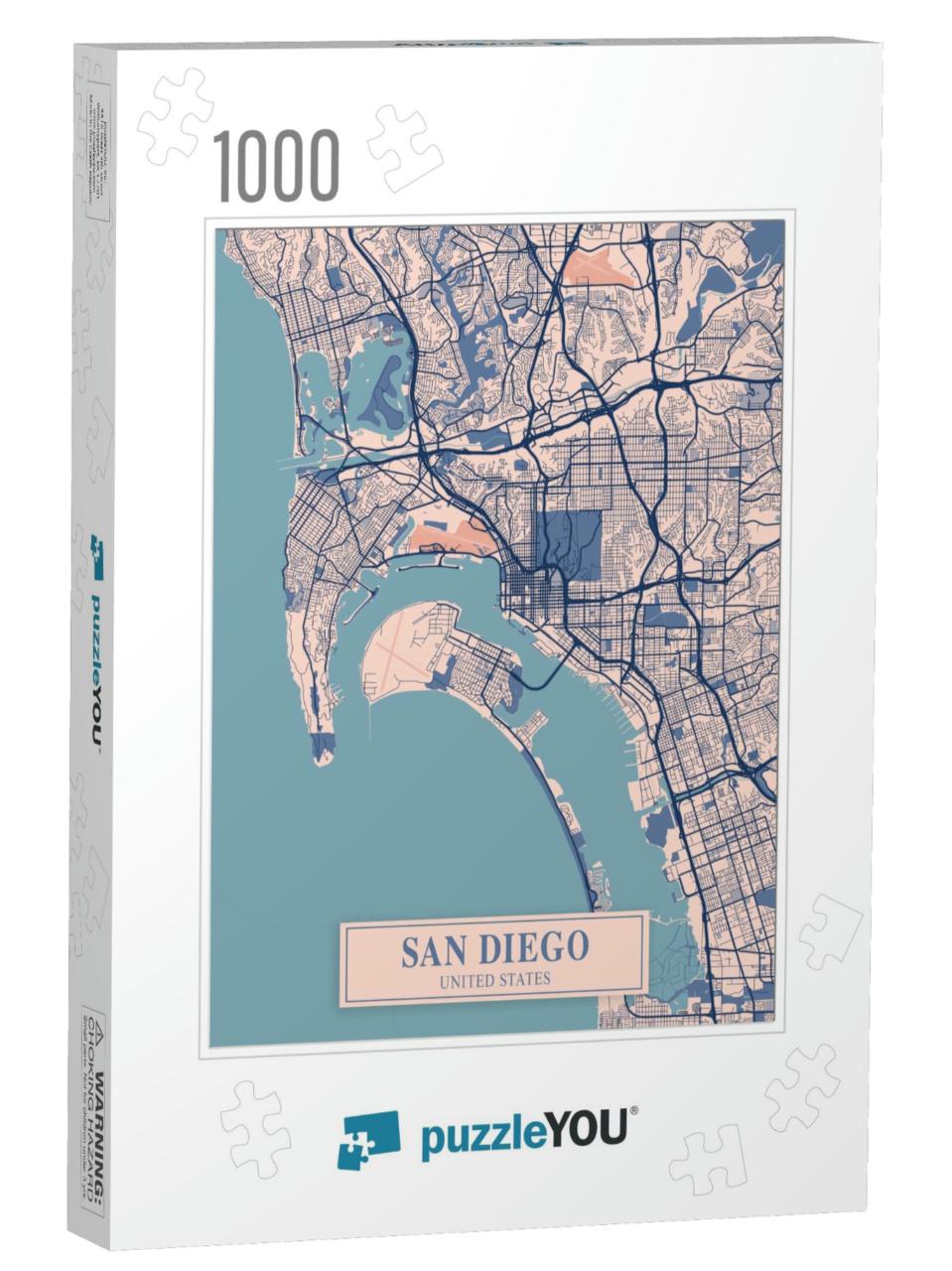 San Diego - United States Breezy City Map is One of the C... Jigsaw Puzzle with 1000 pieces