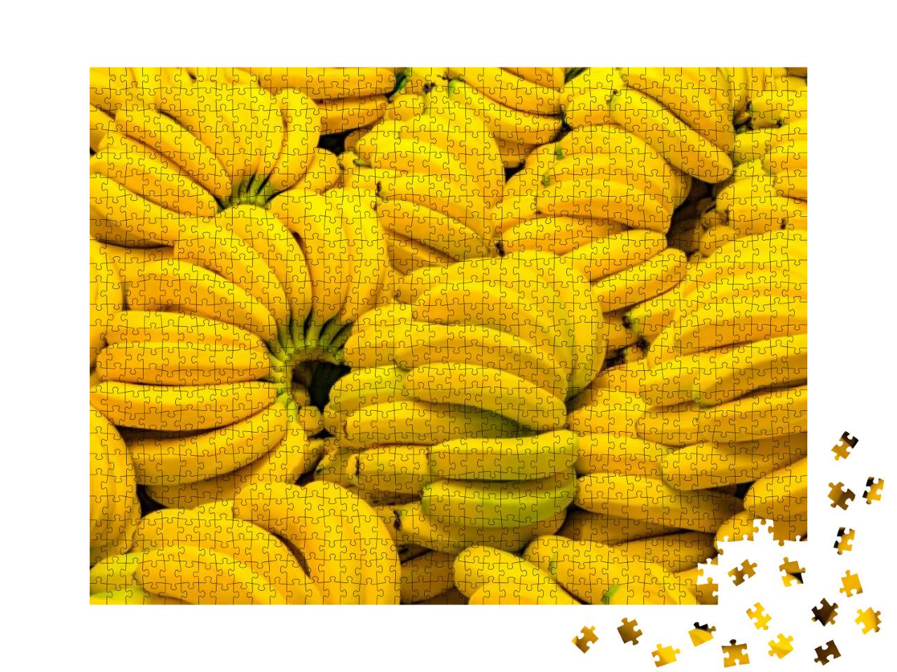 Fresh Banana Yellow Background in the Fruit Market... Jigsaw Puzzle with 1000 pieces