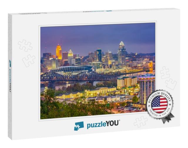 Cincinnati, Ohio, USA Skyline Over the Cuyahoga River At D... Jigsaw Puzzle