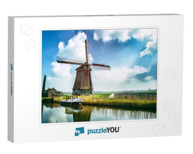 Traditional Dutch Windmill Near the Canal. Netherlands... Jigsaw Puzzle