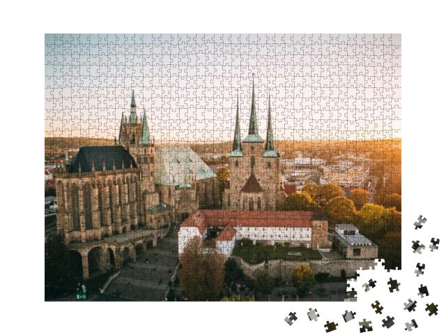 Erfurt Cathedral in Autumn Sunset... Jigsaw Puzzle with 1000 pieces
