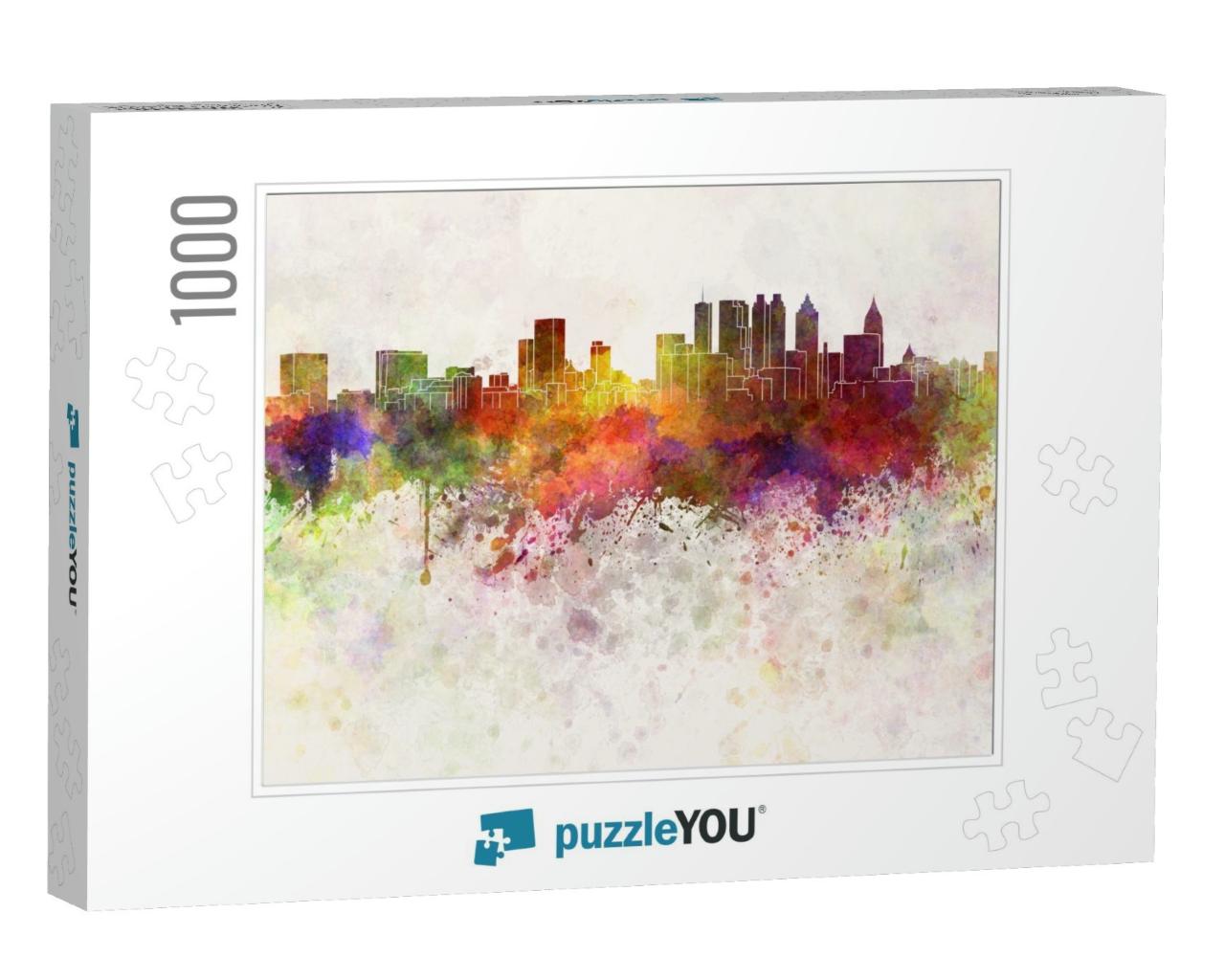 Atlanta Skyline in Watercolor Background... Jigsaw Puzzle with 1000 pieces