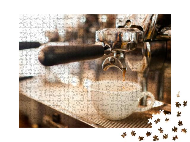 Coffee Extraction from Professional Coffee Machine with B... Jigsaw Puzzle with 1000 pieces