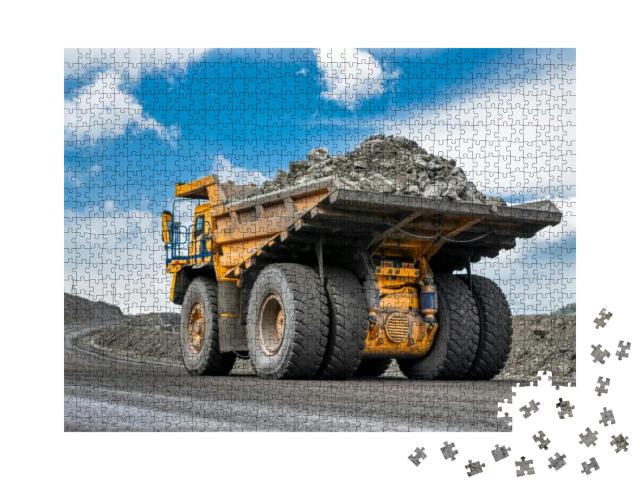 Rock Transportation by Dump Trucks. Large Quarry Yellow T... Jigsaw Puzzle with 1000 pieces