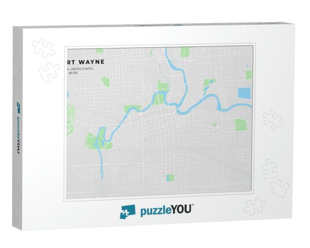Printable Street Map of Fort Wayne Including Highways, Ma... Jigsaw Puzzle