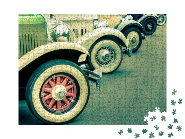 Composition of Vintage Car Wheels - Concept of Retro Clas... Jigsaw Puzzle with 1000 pieces