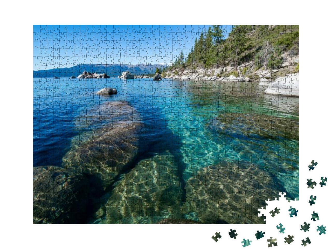 Usa, Nevada, Washoe County, Lake Tahoe. Granite Boulders... Jigsaw Puzzle with 1000 pieces