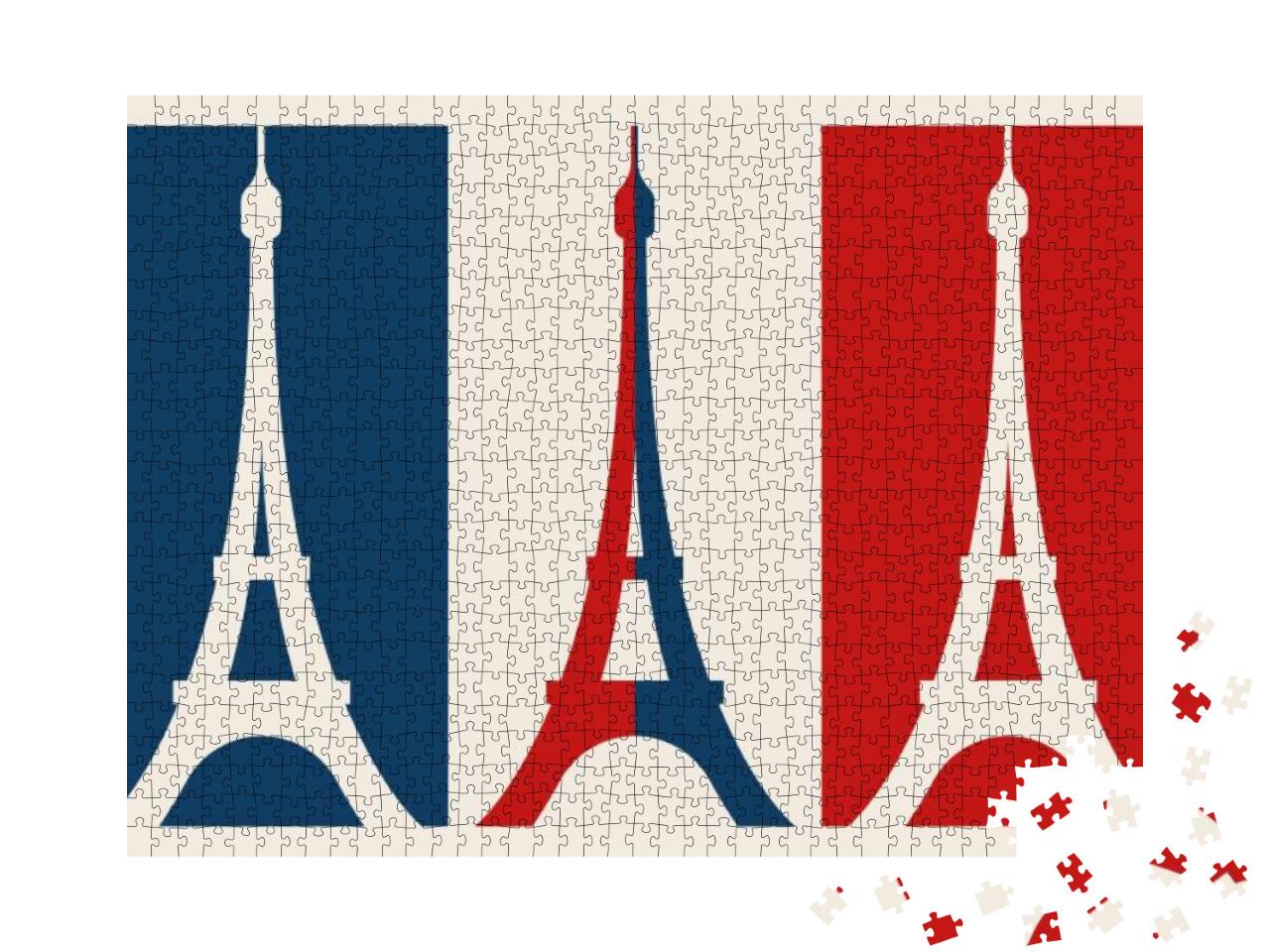 French Flag with Eiffel Tower... Jigsaw Puzzle with 1000 pieces