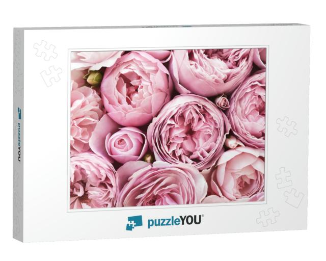 Delicate Blossoming Pink Flowers, Blooming Roses Festive... Jigsaw Puzzle