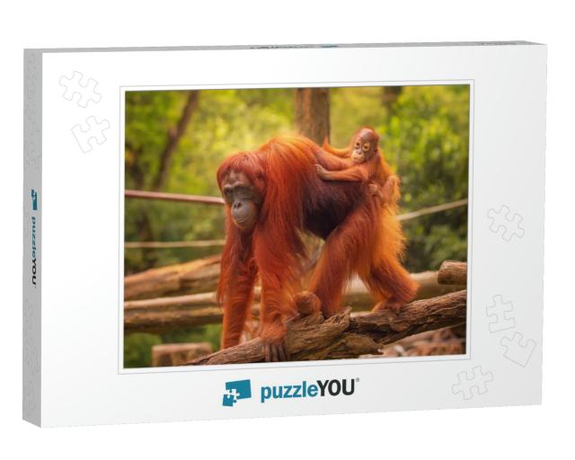 Young Orangutan is Sleeping on Its Mother... Jigsaw Puzzle