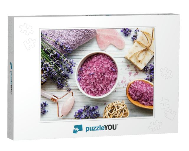 Natural Organic Spa Cosmetic with Lavender. Flat Lay Bath... Jigsaw Puzzle