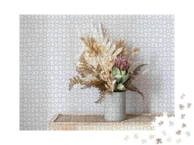 Minimalistic Composition of Dried Flowers in Cylindrical... Jigsaw Puzzle with 1000 pieces