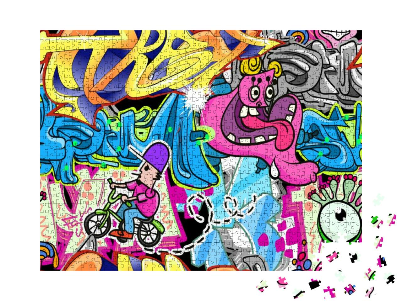 Graffiti Wall Urban Art Seamless Background... Jigsaw Puzzle with 1000 pieces