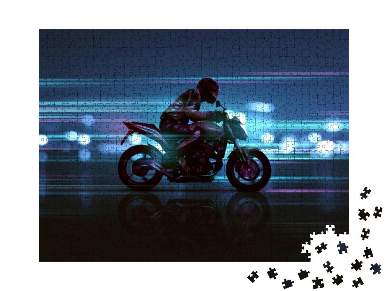 Motorbike with Futuristic Lighting Effects... Jigsaw Puzzle with 1000 pieces