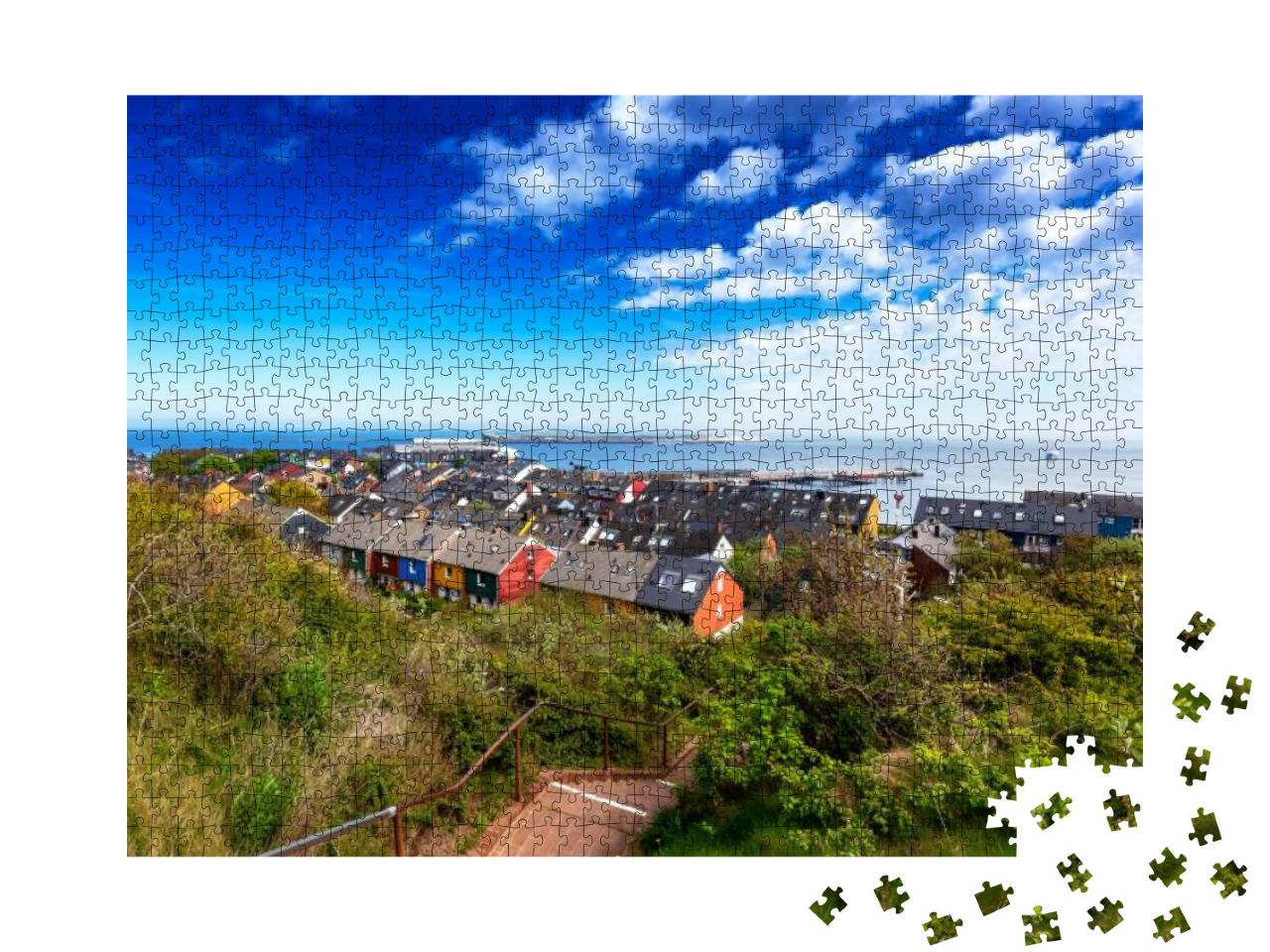 Helgoland - View of a Fishing Town with Colorful Low Hous... Jigsaw Puzzle with 1000 pieces