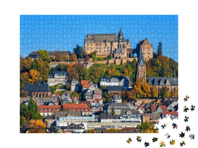 Marburg an Der Lahn Historical Old Town with Castle Landg... Jigsaw Puzzle with 1000 pieces