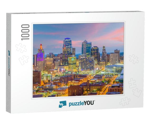 Kansas City, Missouri, USA Downtown Cityscape At Twilight... Jigsaw Puzzle with 1000 pieces