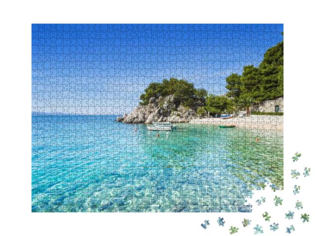 Beautiful Beach Near Brela Town, Dalmatia, Croatia. Makar... Jigsaw Puzzle with 1000 pieces