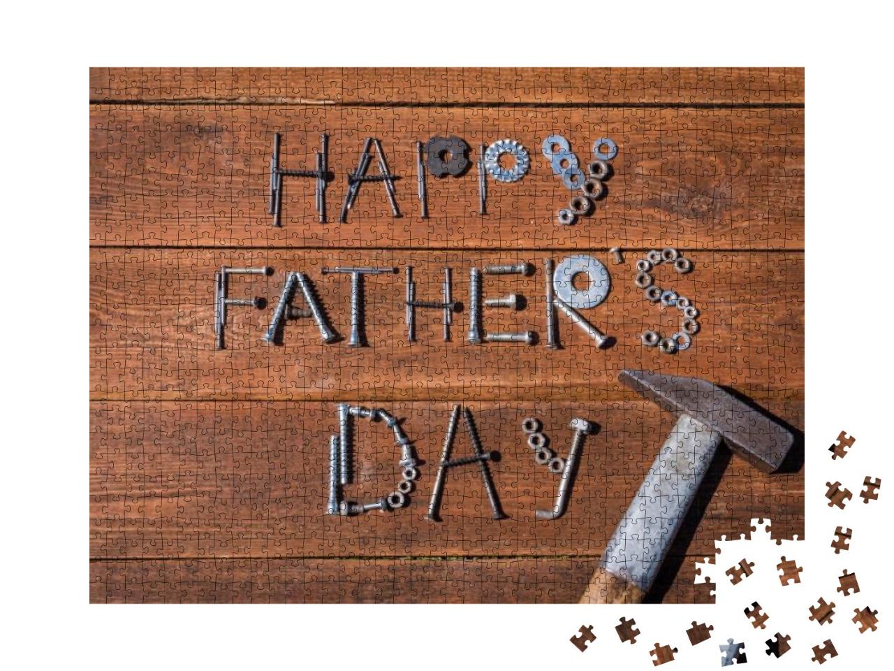 Happy Fathers Day. Greeting Card Made of Metallic... Jigsaw Puzzle with 1000 pieces