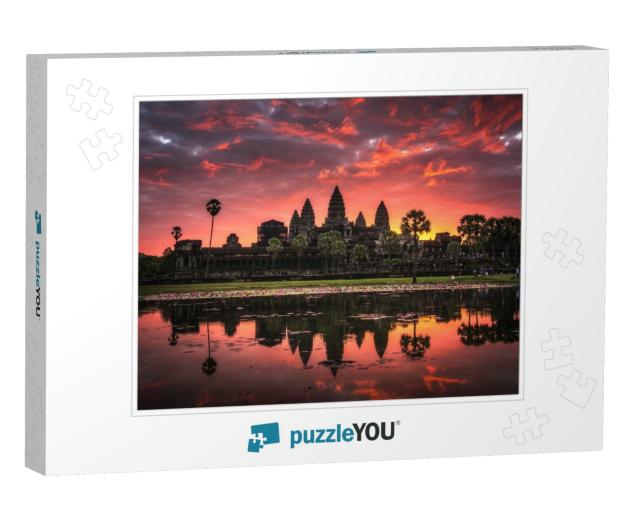 Beautiful Sunrise with Colorful Sky At Angkor Wat Means T... Jigsaw Puzzle
