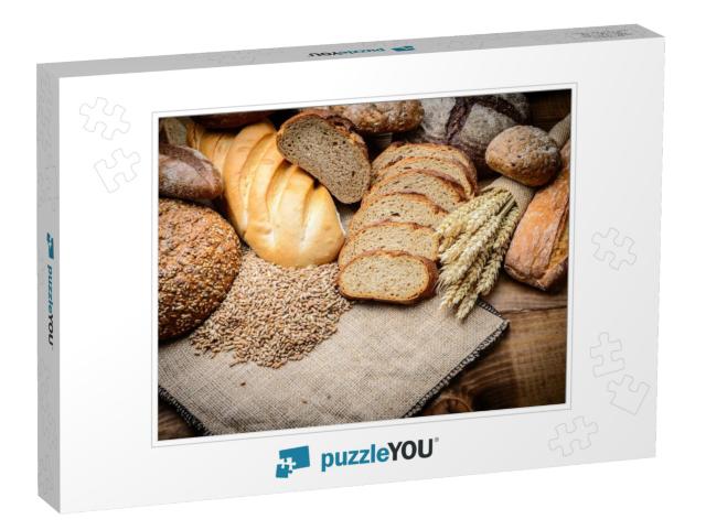 Fresh Bread & Wheat on the Wooden... Jigsaw Puzzle