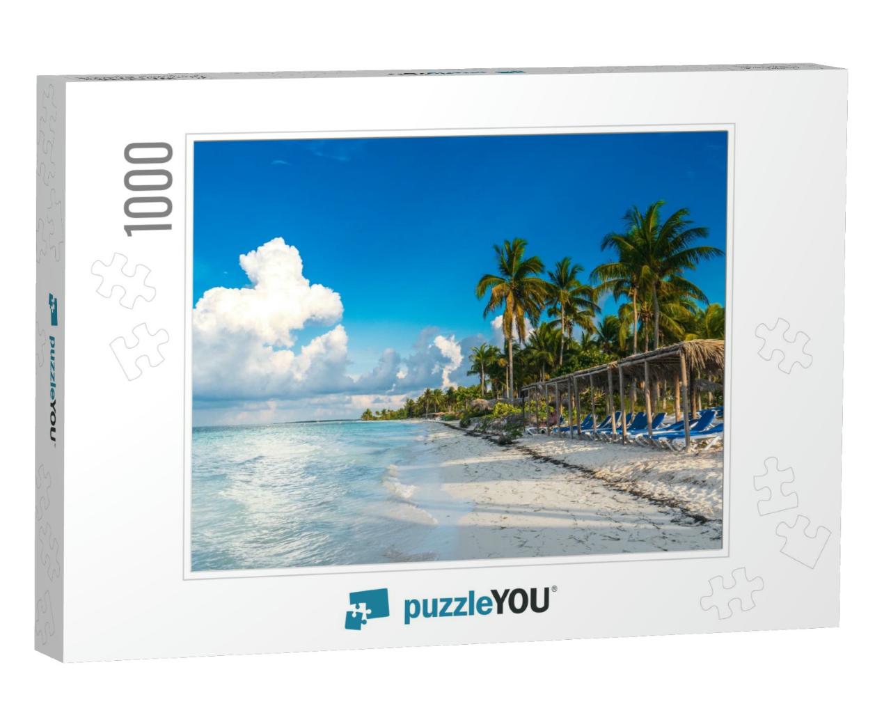 A Seat in Front of the Caribbean Sea. Beautiful Beach of... Jigsaw Puzzle with 1000 pieces