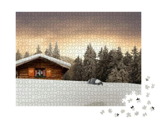 Rustic Ski Hut in the Mountains... Jigsaw Puzzle with 1000 pieces