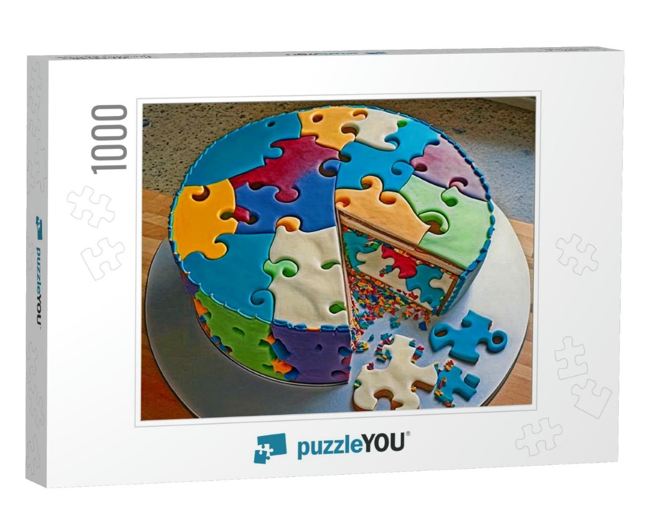 Puzzle Shapes on a Frosted Cake for Fun Eating on any Occasion Jigsaw Puzzle with 1000 pieces