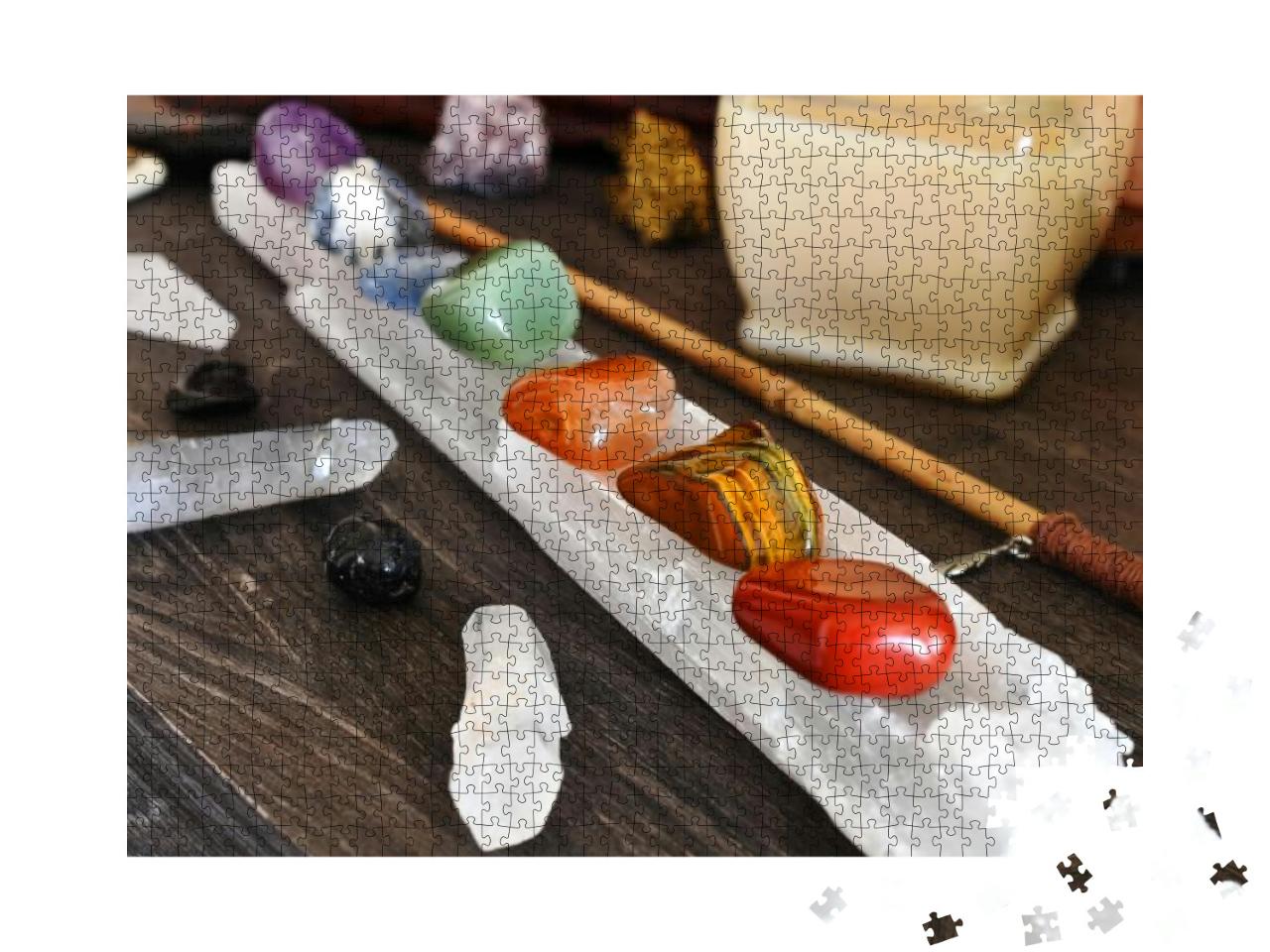 A Close Up Image of Seven Chakra Healing Crystals Chargin... Jigsaw Puzzle with 1000 pieces