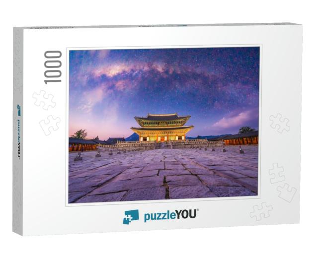 Twilight Time View Milky Way with Gyeongbokgung Palace La... Jigsaw Puzzle with 1000 pieces