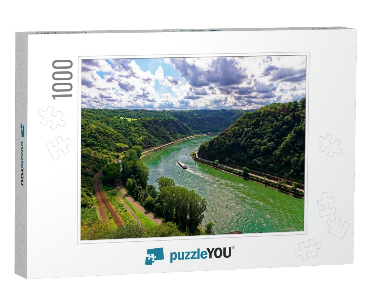 View from the Loreley on the Rhine At St. Goarshausen Upp... Jigsaw Puzzle with 1000 pieces