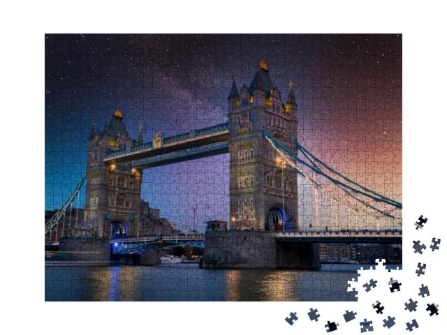 Tower Bridge, Starry Night, Stars, London... Jigsaw Puzzle with 1000 pieces