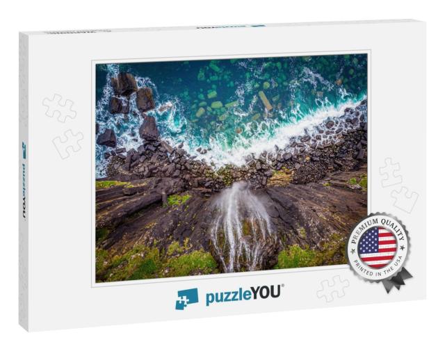 Aerial View of the Kilt Rock, a Sea Cliff in North East T... Jigsaw Puzzle