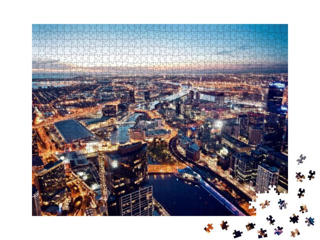 A View of Melbourne At Night, Victoria, Australia... Jigsaw Puzzle with 1000 pieces