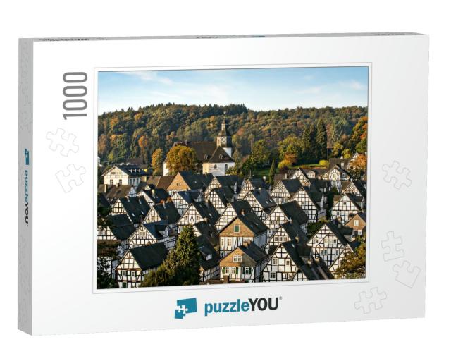 Historic German Fachwerkhaus Buildings, Freudenberg... Jigsaw Puzzle with 1000 pieces
