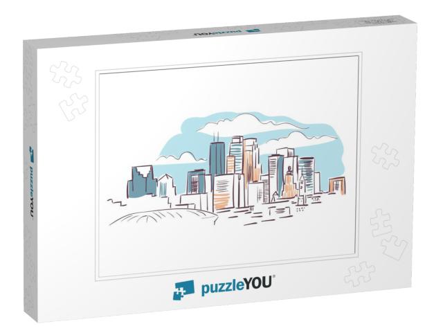 Minneapolis Minnesota USA America Vector Sketch City Illus... Jigsaw Puzzle