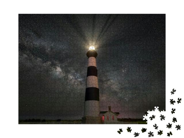 The Milky Way Photographed Behind Bodie Lighthouse in the... Jigsaw Puzzle with 1000 pieces