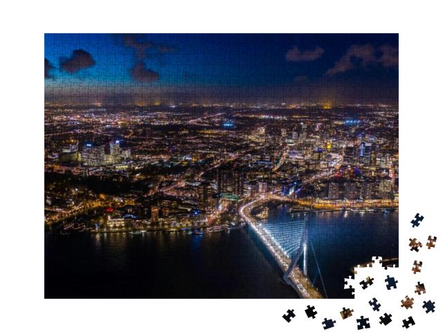 Night Cityscape of Rotterdam... Jigsaw Puzzle with 1000 pieces