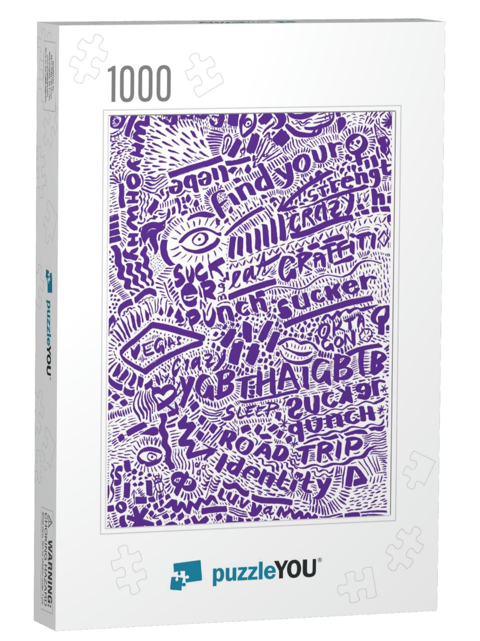 Typographic Graffiti Style Art Print, Calligraphic Expres... Jigsaw Puzzle with 1000 pieces