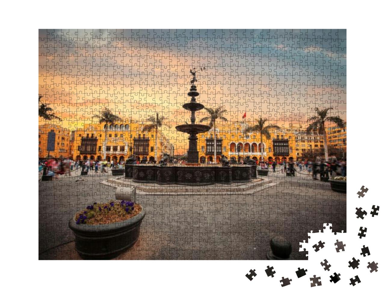 Panoramic View of Lima Main Square & Cathedral Church... Jigsaw Puzzle with 1000 pieces