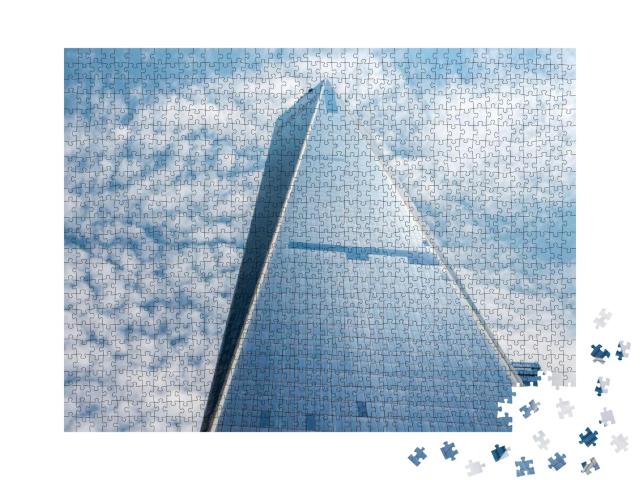 New York - July 13 Freedom Tower 1 Wtc in Manhattan on Ju... Jigsaw Puzzle with 1000 pieces