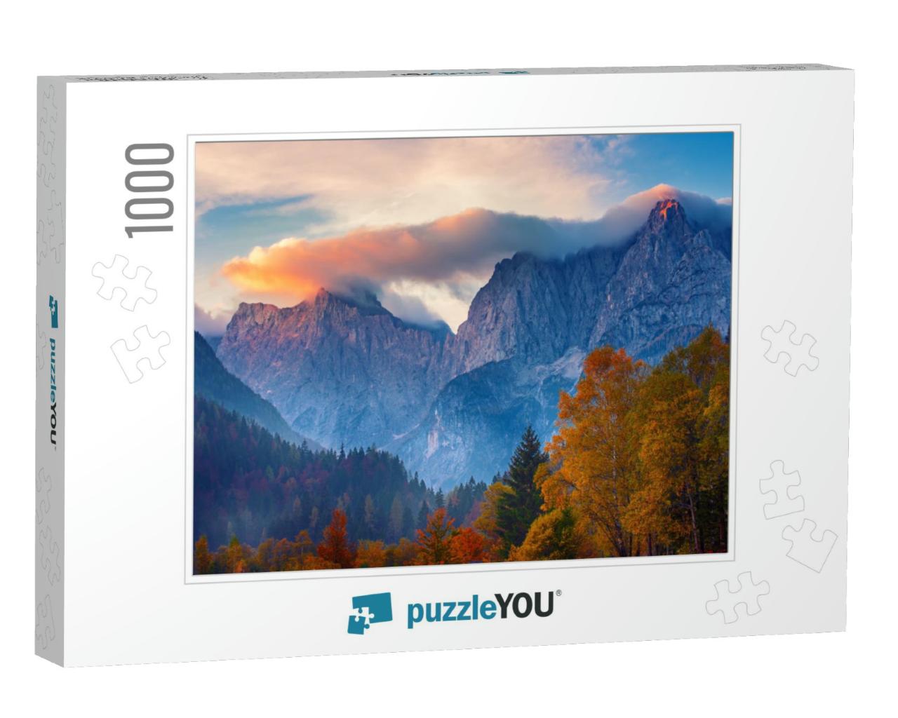 Triglav Mountain Peak At Sunrise with Beautiful Clouds in... Jigsaw Puzzle with 1000 pieces