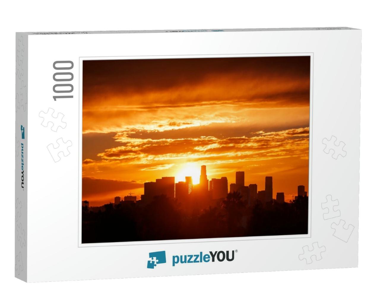 Sun Rising Over Los Angeles City Skyline... Jigsaw Puzzle with 1000 pieces