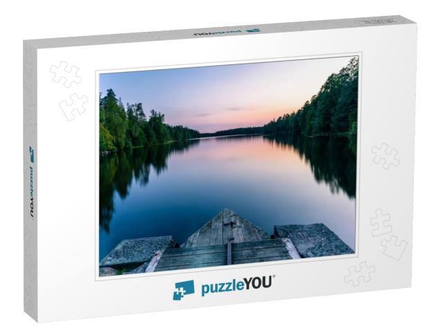 A Calm & Silent Evening At Sunset At a Small Forest Lake... Jigsaw Puzzle